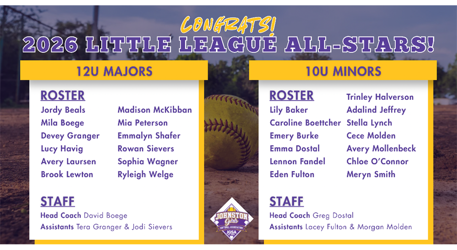 Congratulations and good luck to our 2026 Little League All Stars